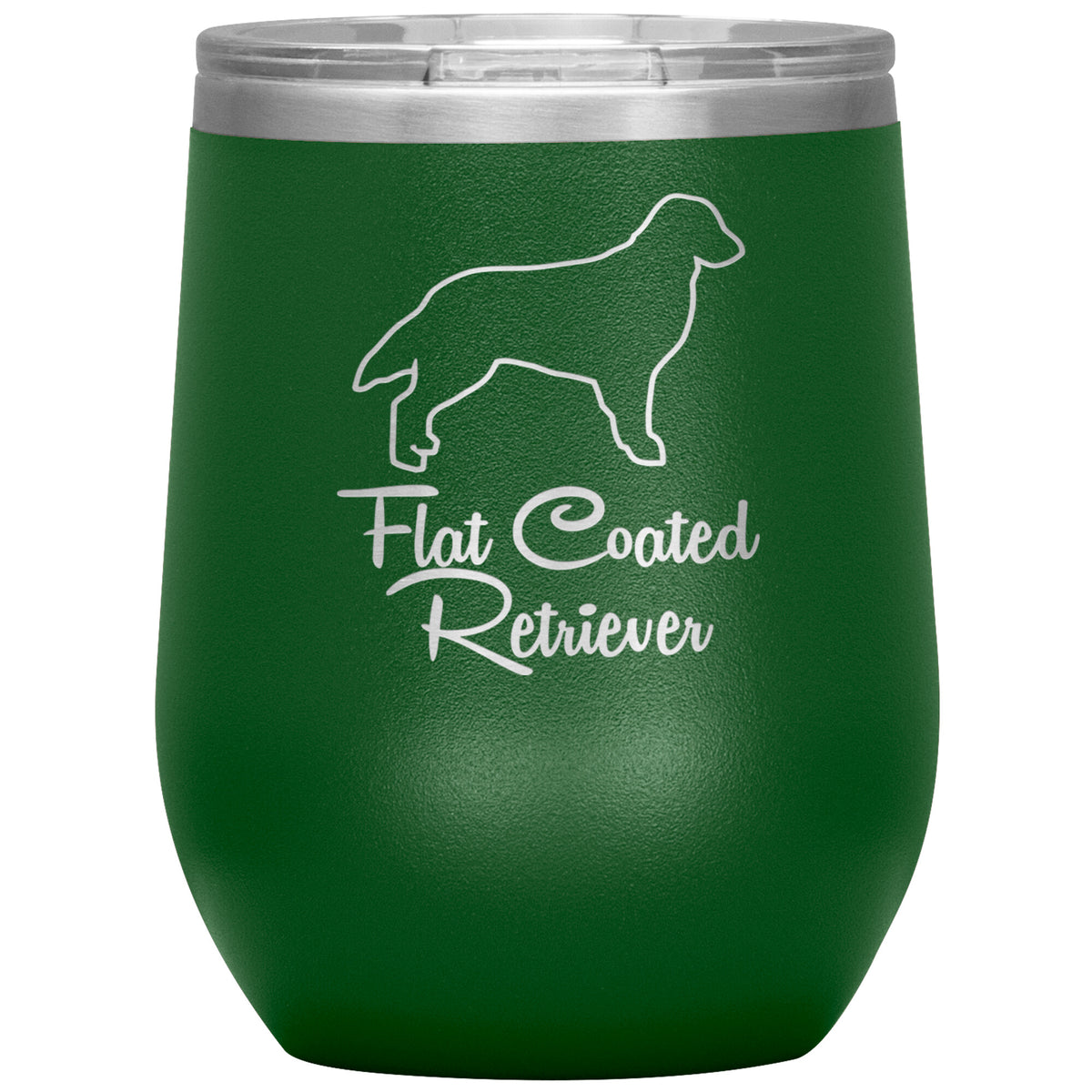 Flat Coated Retriever Dog Outlined Silhouette 12oz Wine Insulated Tumbler
