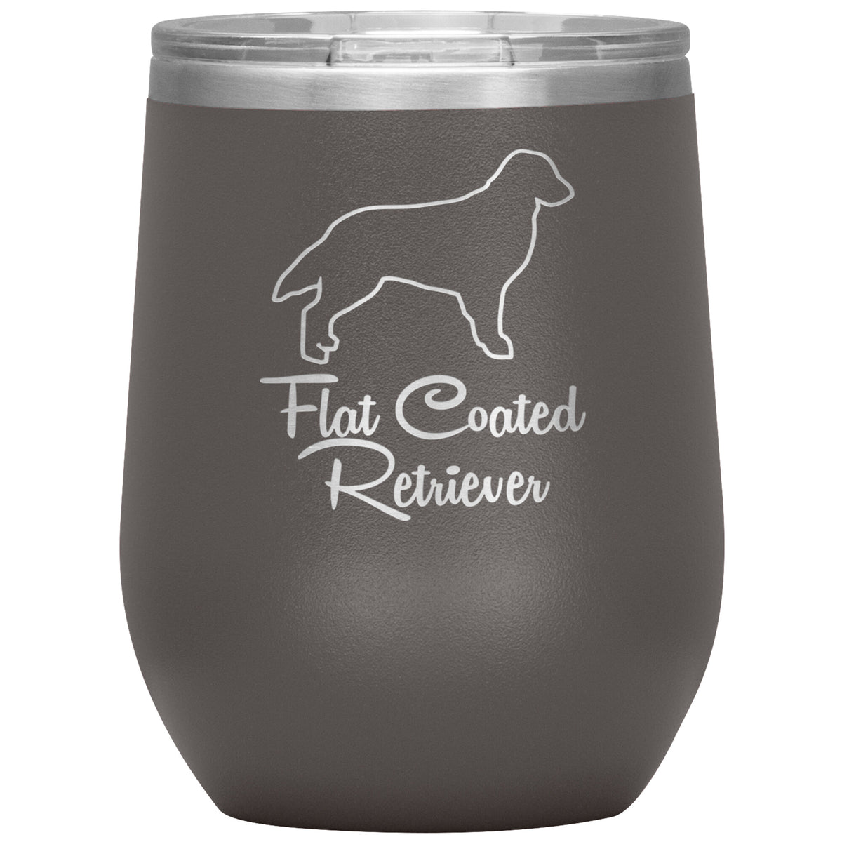Flat Coated Retriever Dog Outlined Silhouette 12oz Wine Insulated Tumbler