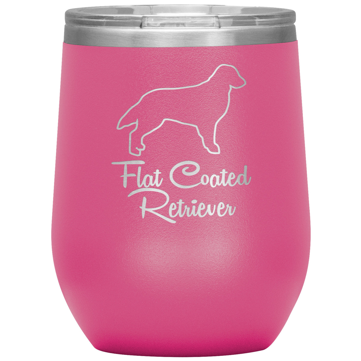 Flat Coated Retriever Dog Outlined Silhouette 12oz Wine Insulated Tumbler