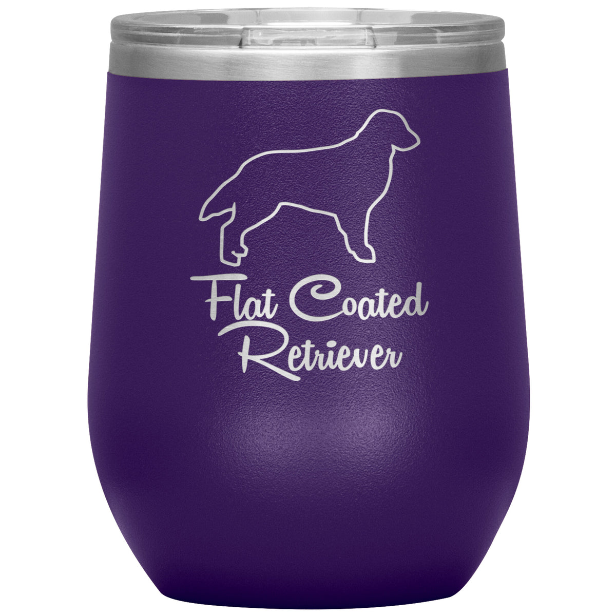 Flat Coated Retriever Dog Outlined Silhouette 12oz Wine Insulated Tumbler