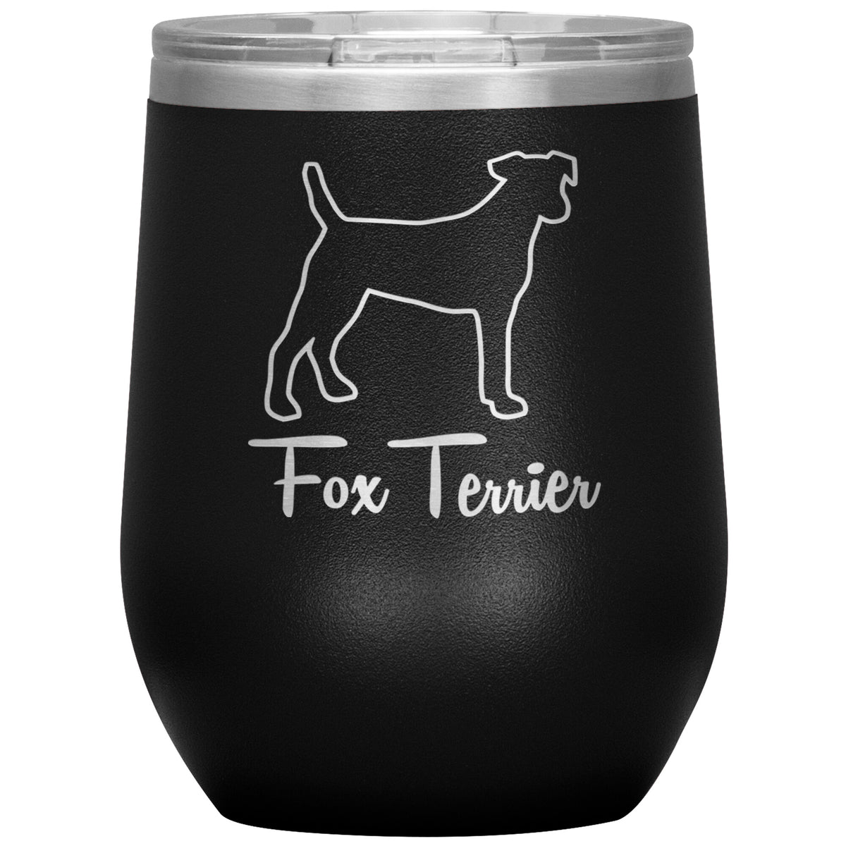 Fox Terrier Dog Outlined Silhouette 12oz Wine Insulated Tumbler