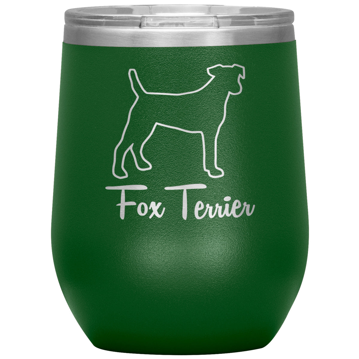 Fox Terrier Dog Outlined Silhouette 12oz Wine Insulated Tumbler