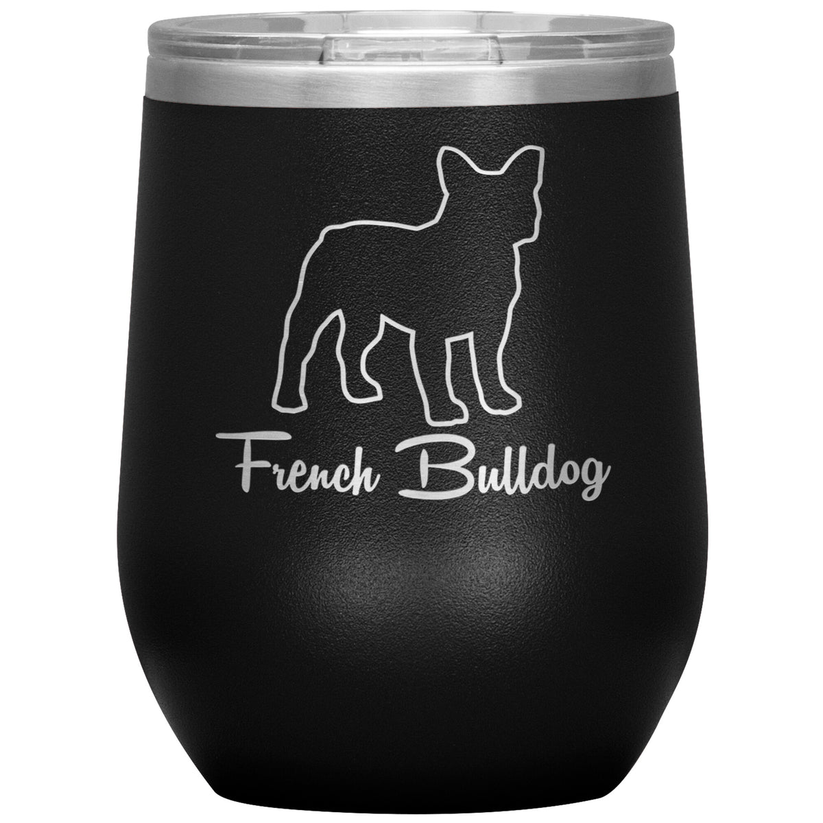 French Bulldog Dog Outlined Silhouette 12oz Wine Insulated Tumbler