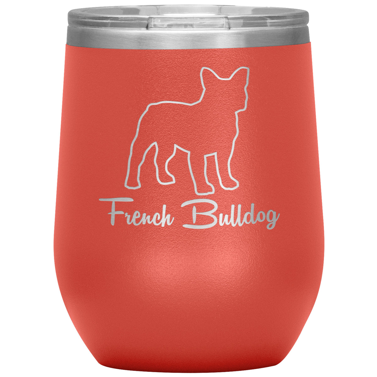 French Bulldog Dog Outlined Silhouette 12oz Wine Insulated Tumbler