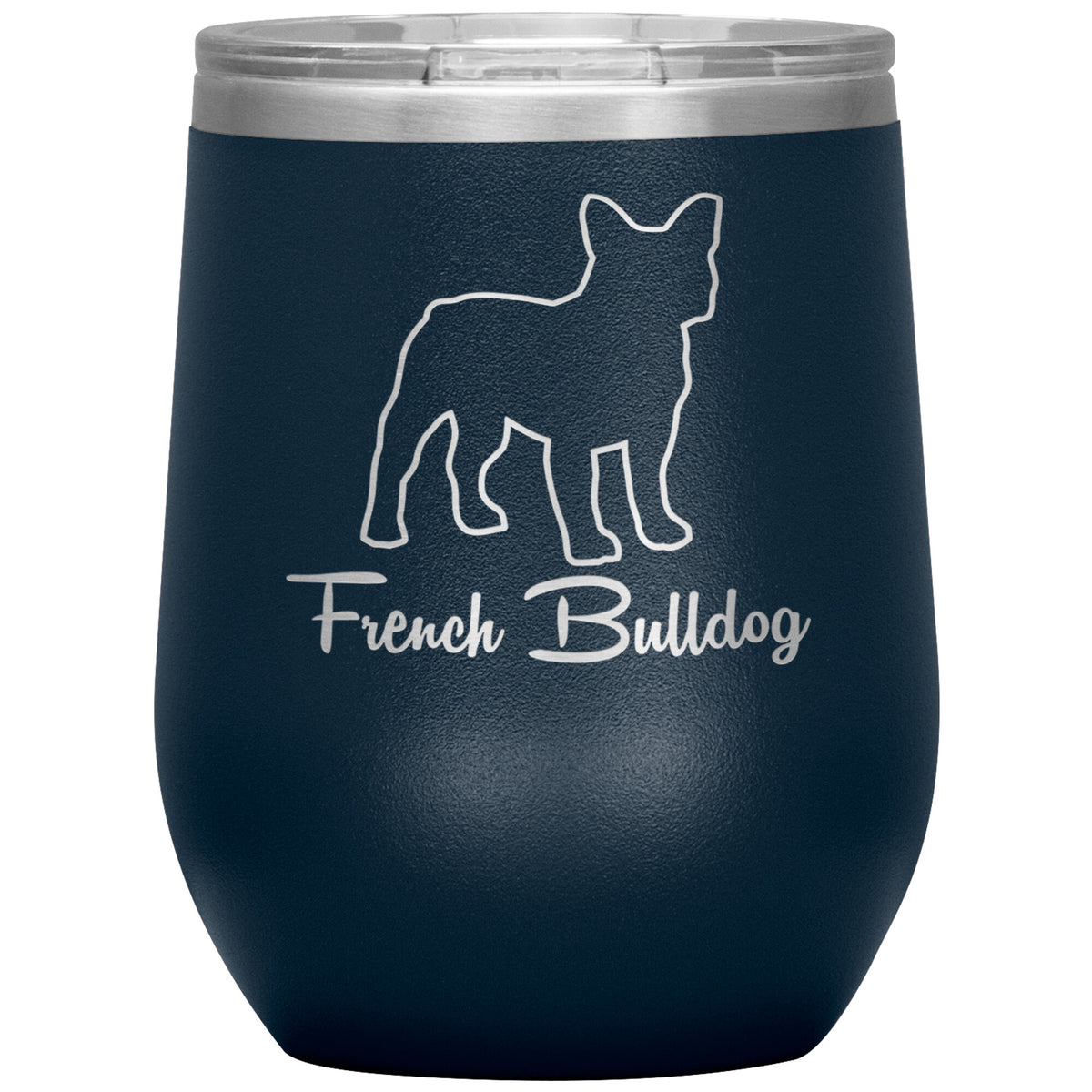 French Bulldog Dog Outlined Silhouette 12oz Wine Insulated Tumbler