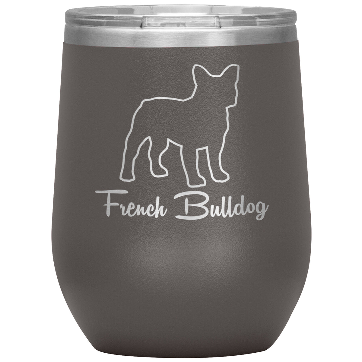 French Bulldog Dog Outlined Silhouette 12oz Wine Insulated Tumbler