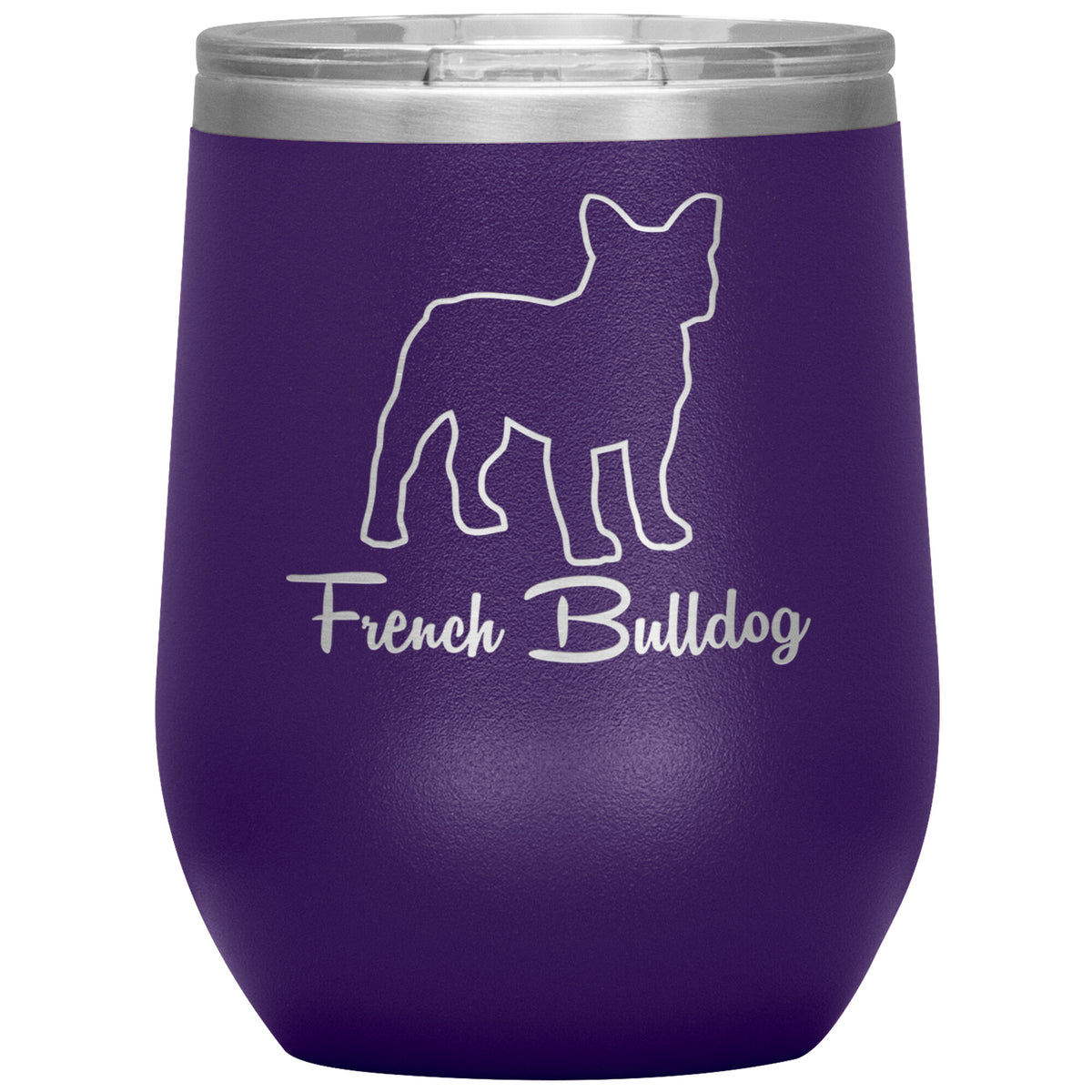French Bulldog Dog Outlined Silhouette 12oz Wine Insulated Tumbler