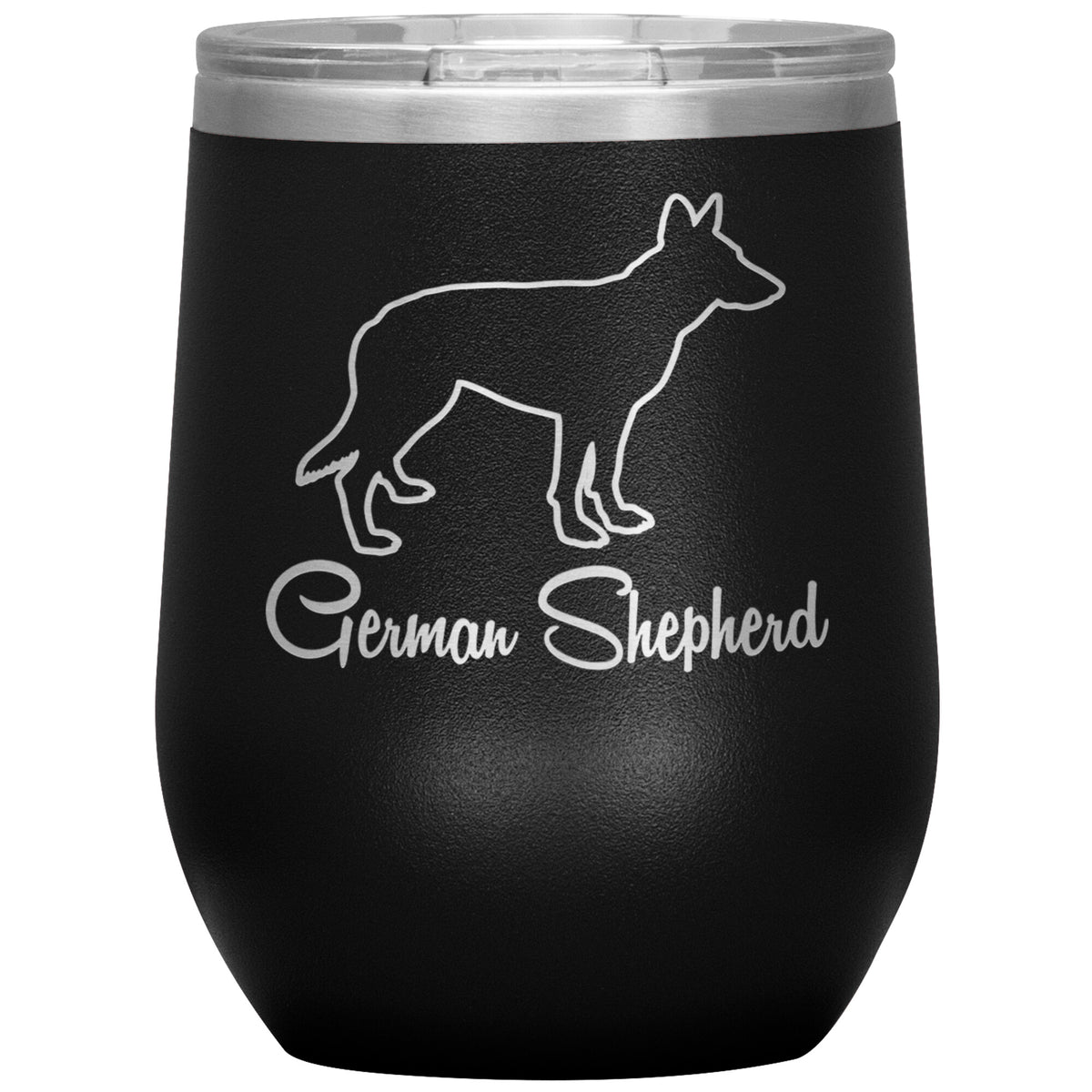 German Shepherd Dog Outlined Silhouette 12oz Wine Insulated Tumbler