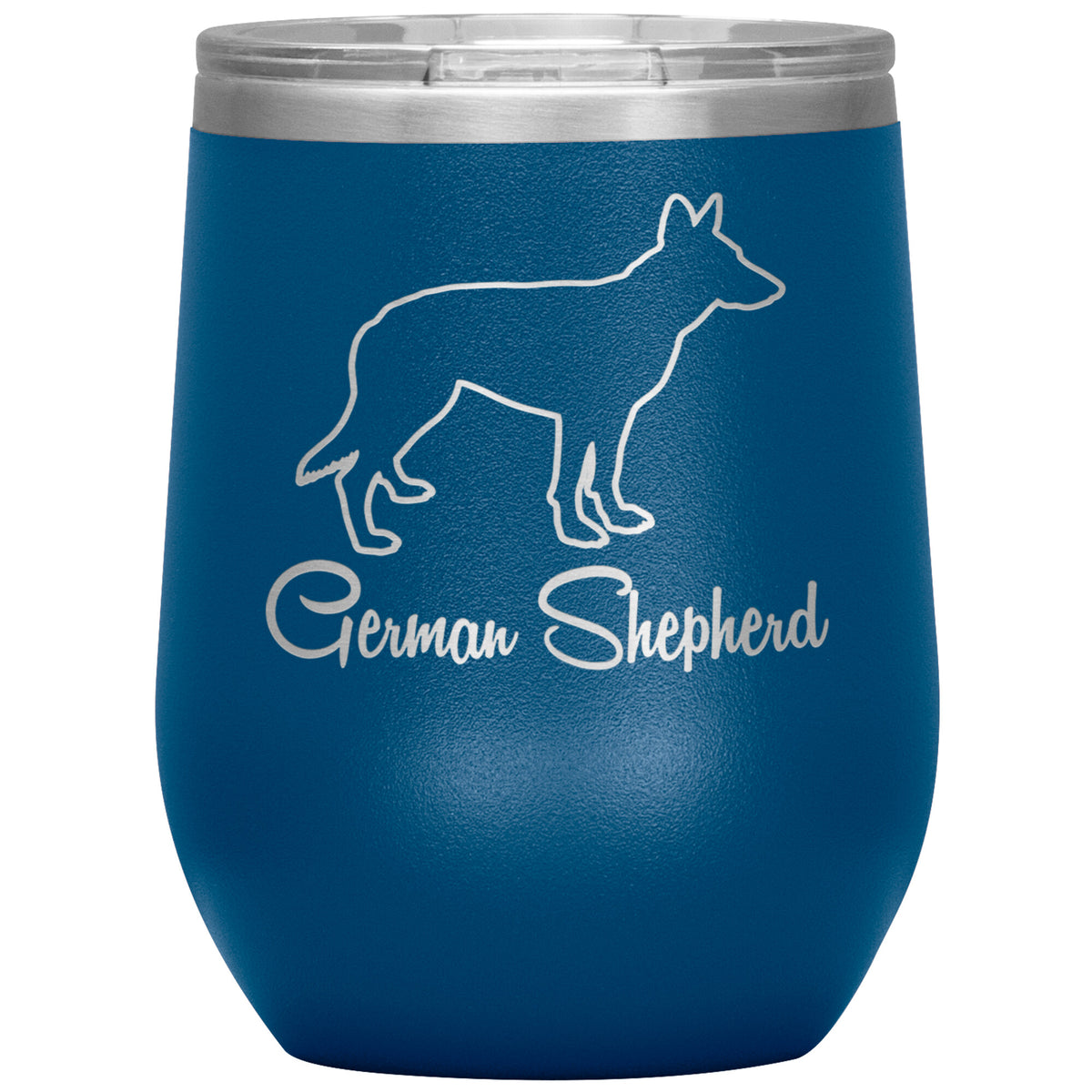 German Shepherd Dog Outlined Silhouette 12oz Wine Insulated Tumbler