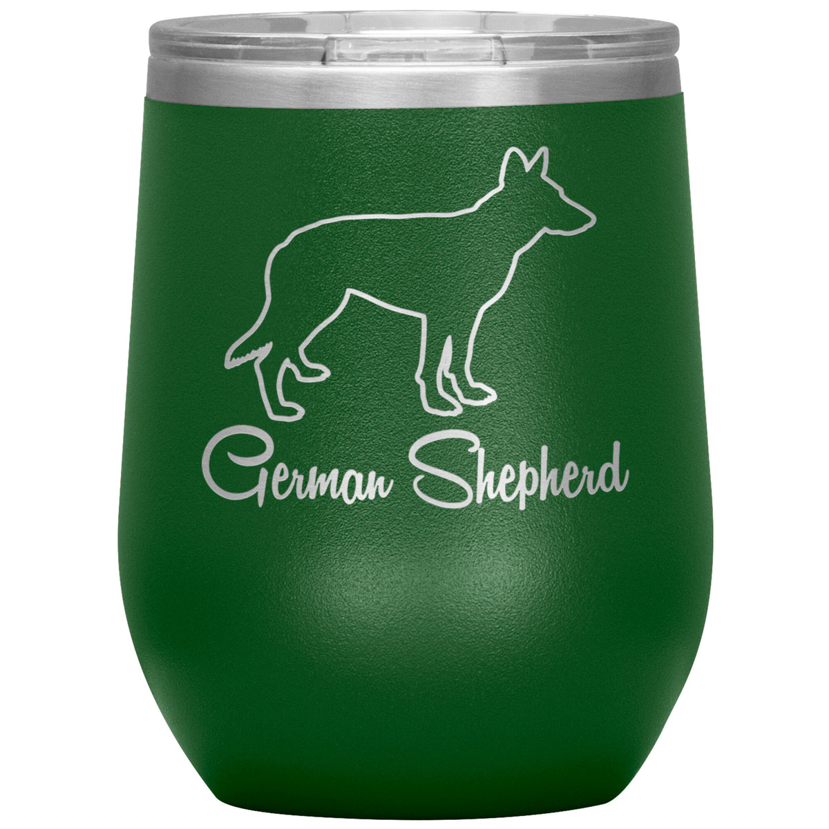 German Shepherd Dog Outlined Silhouette 12oz Wine Insulated Tumbler