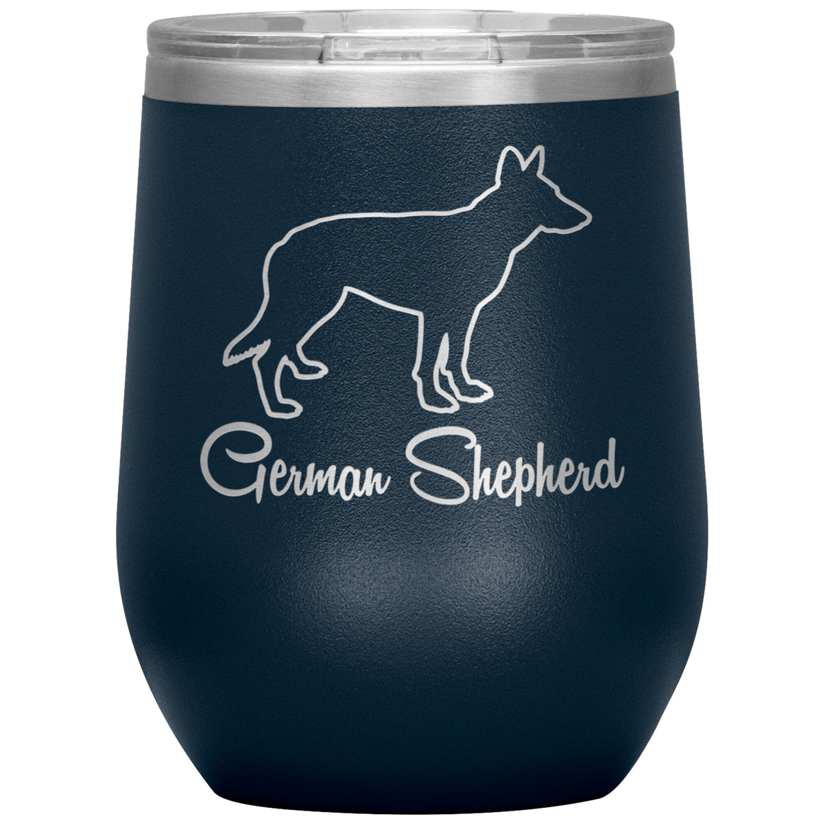 German Shepherd Dog Outlined Silhouette 12oz Wine Insulated Tumbler
