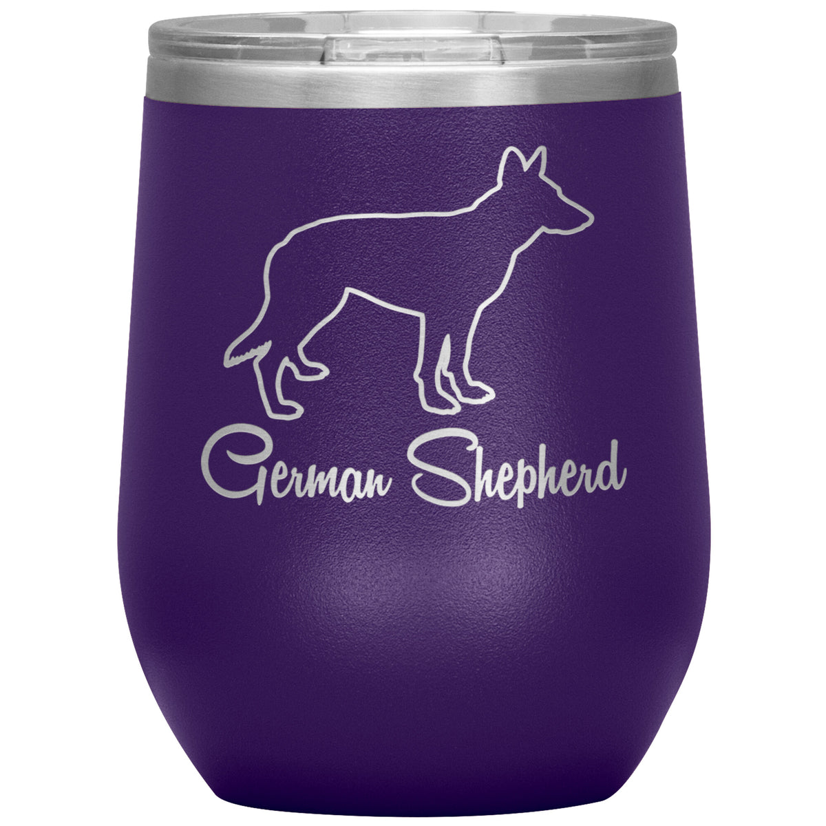 German Shepherd Dog Outlined Silhouette 12oz Wine Insulated Tumbler