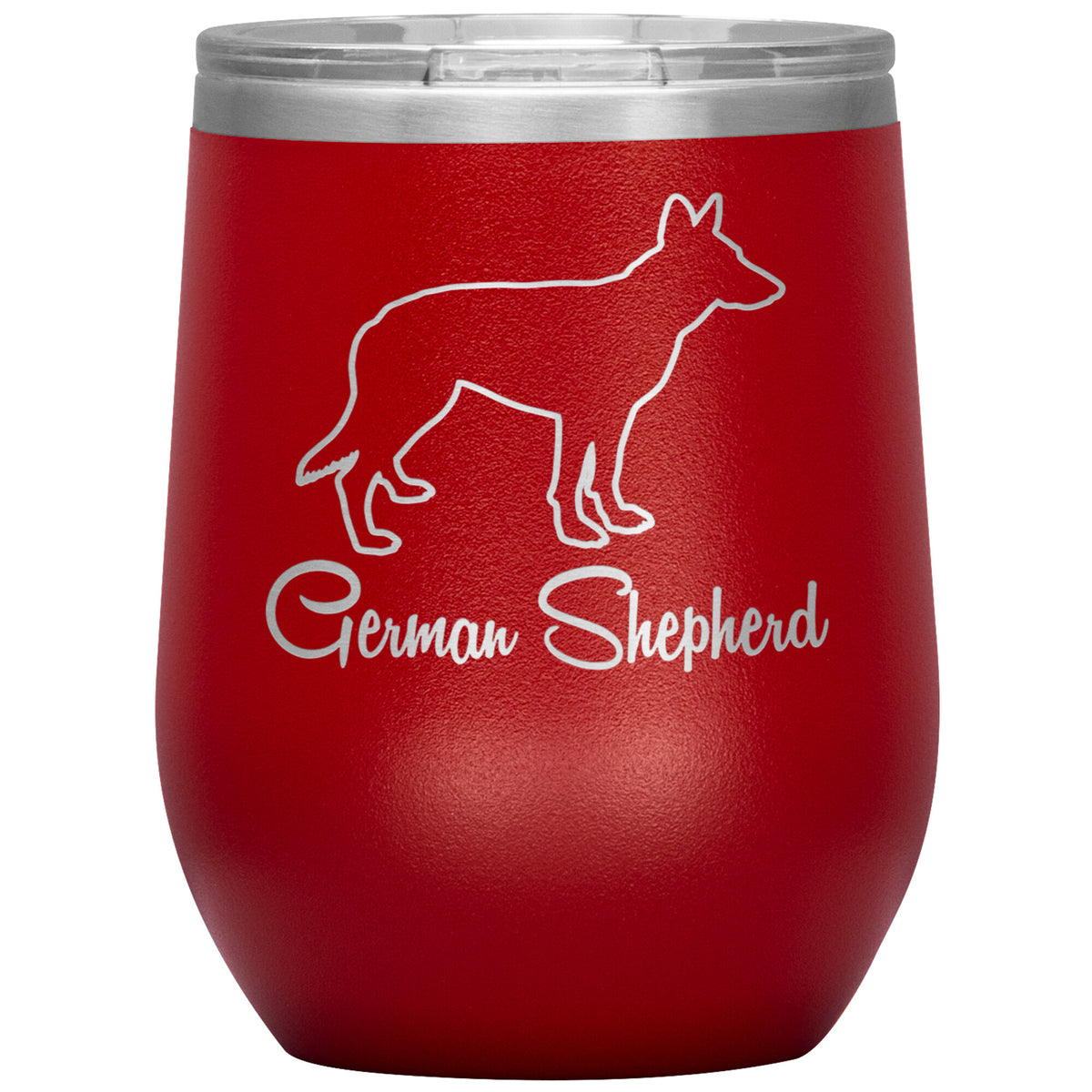 German Shepherd Dog Outlined Silhouette 12oz Wine Insulated Tumbler