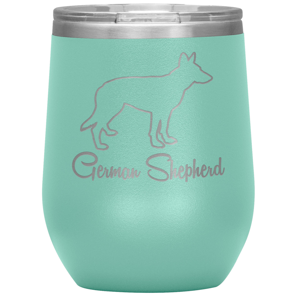 German Shepherd Dog Outlined Silhouette 12oz Wine Insulated Tumbler