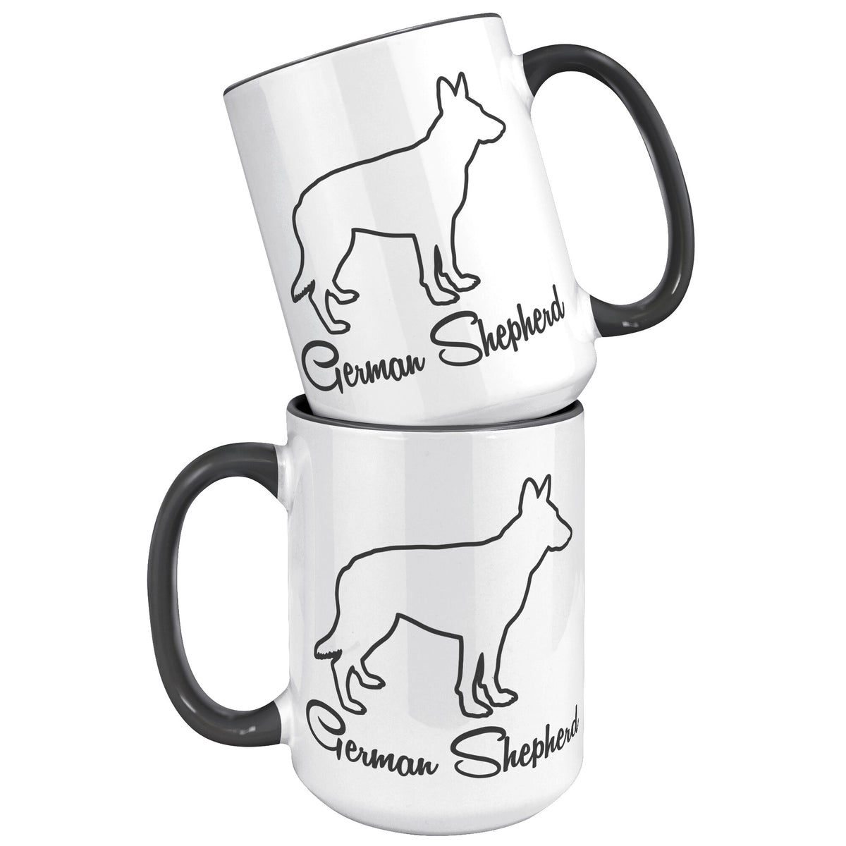 German Shepherd Dog Outlined Silhouette 15oz Accent Mug