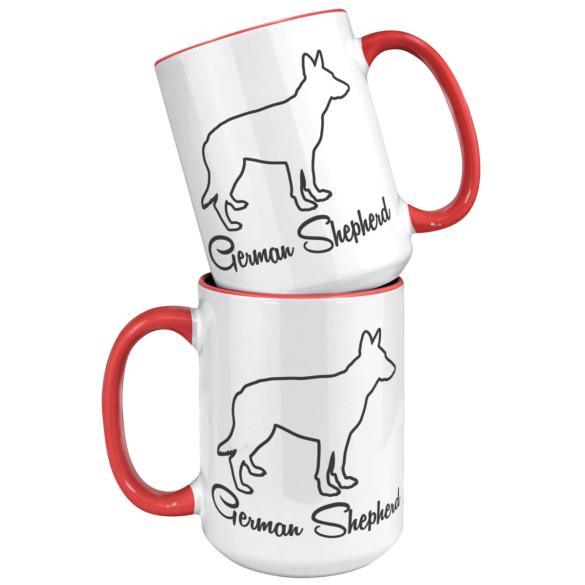 German Shepherd Dog Outlined Silhouette 15oz Accent Mug