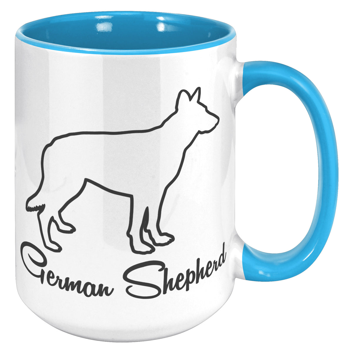 German Shepherd Dog Outlined Silhouette 15oz Accent Mug