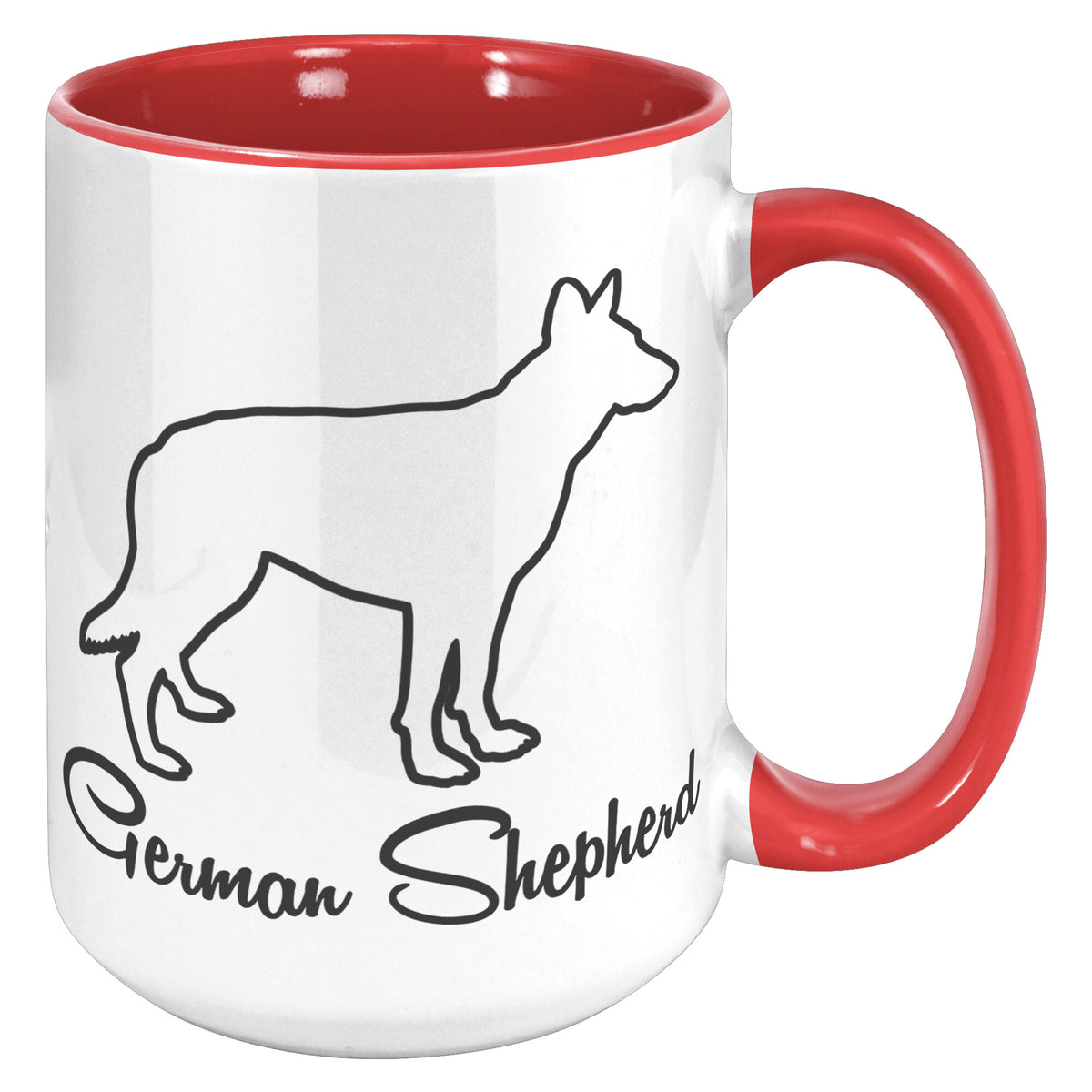 German Shepherd Dog Outlined Silhouette 15oz Accent Mug