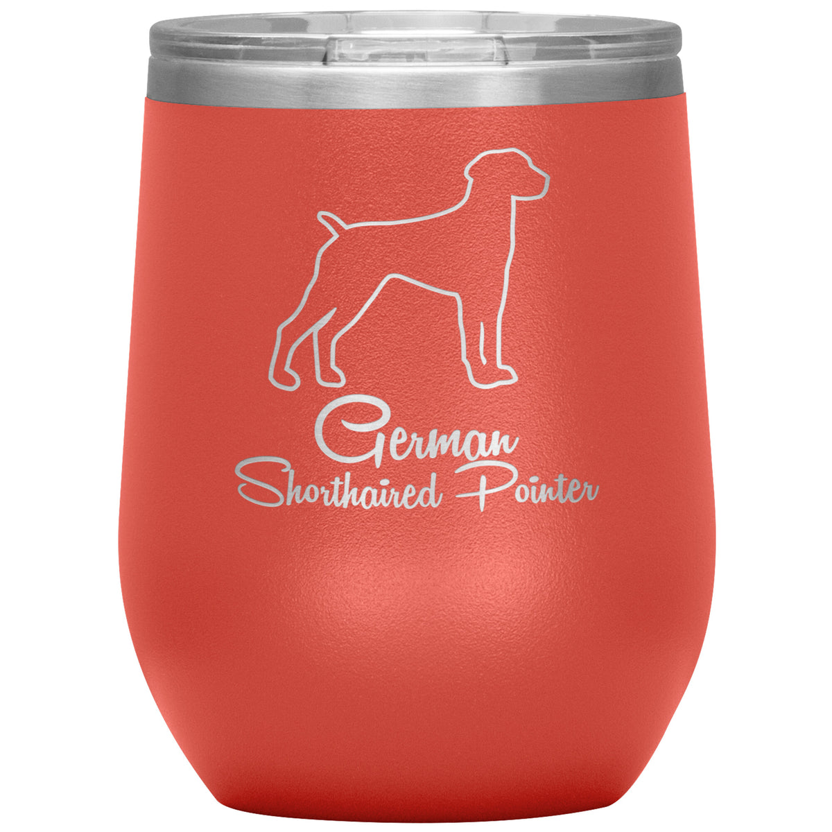 German Shorthaired Pointer Dog Outlined Silhouette 12oz Wine Insulated Tumbler