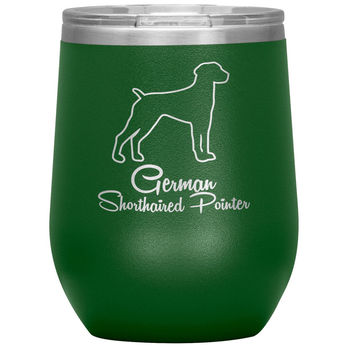 German Shorthaired Pointer Dog Outlined Silhouette 12oz Wine Insulated Tumbler