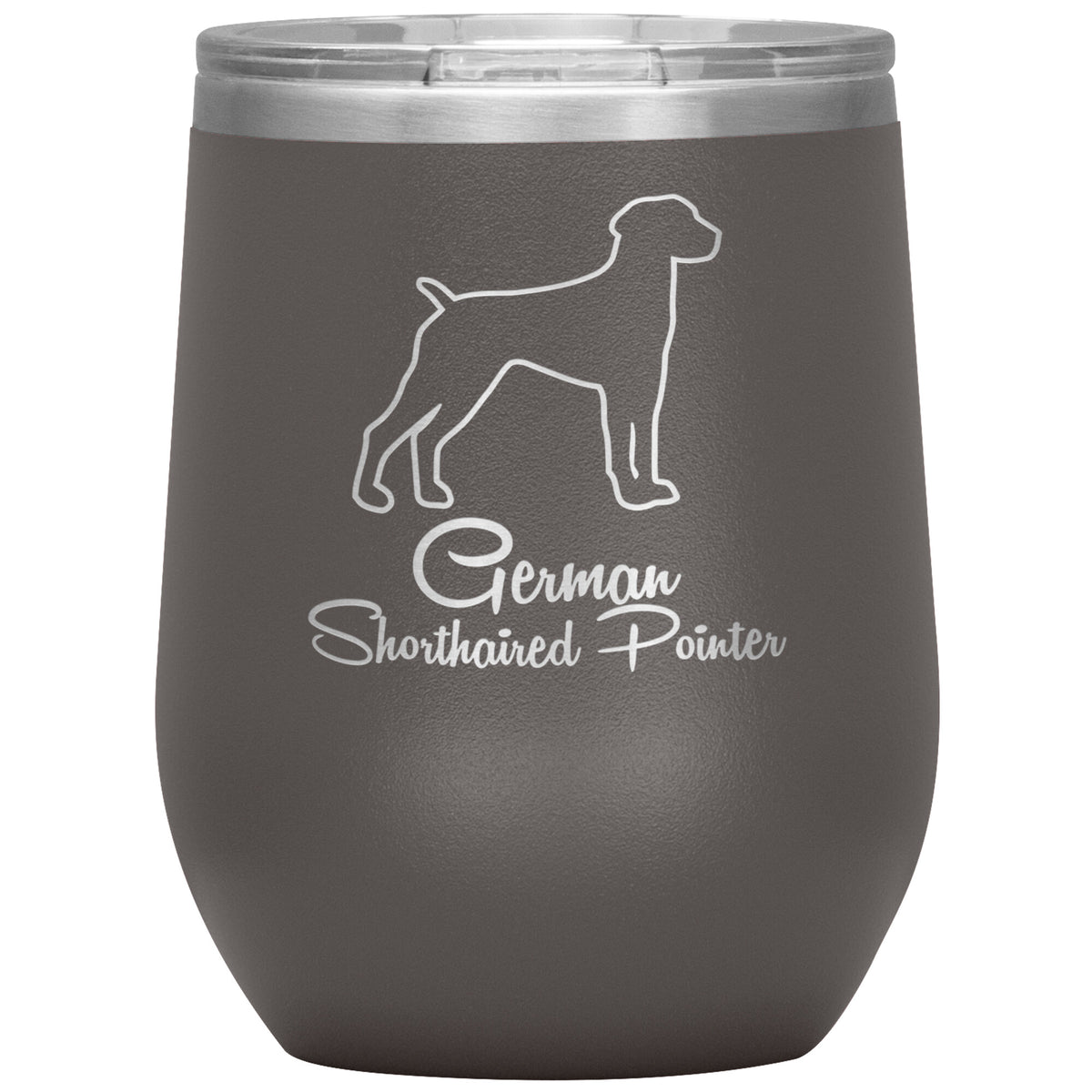 German Shorthaired Pointer Dog Outlined Silhouette 12oz Wine Insulated Tumbler
