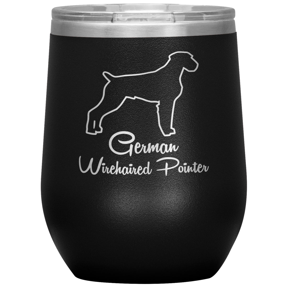 German Wirehaired Pointer Dog Outlined Silhouette 12oz Wine Insulated Tumbler