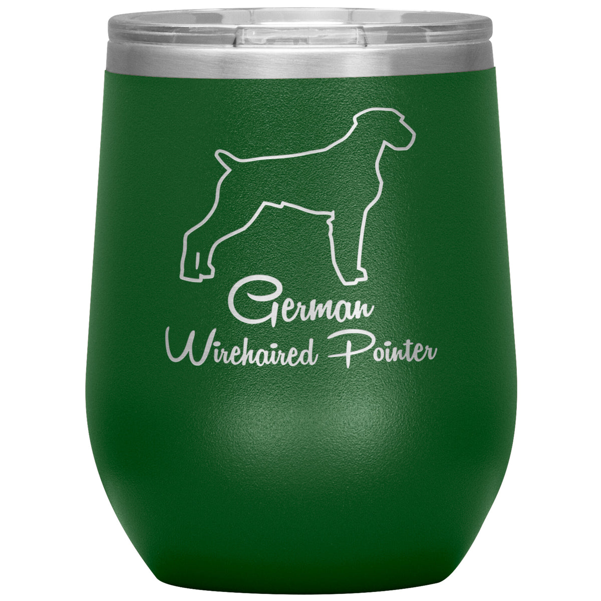 German Wirehaired Pointer Dog Outlined Silhouette 12oz Wine Insulated Tumbler