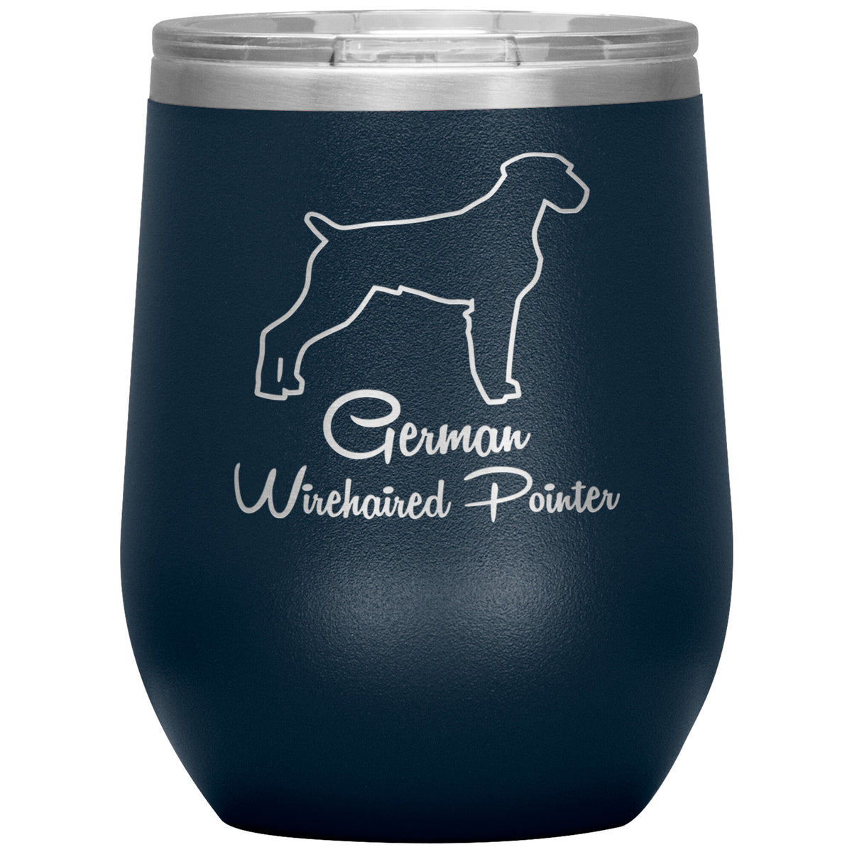 German Wirehaired Pointer Dog Outlined Silhouette 12oz Wine Insulated Tumbler