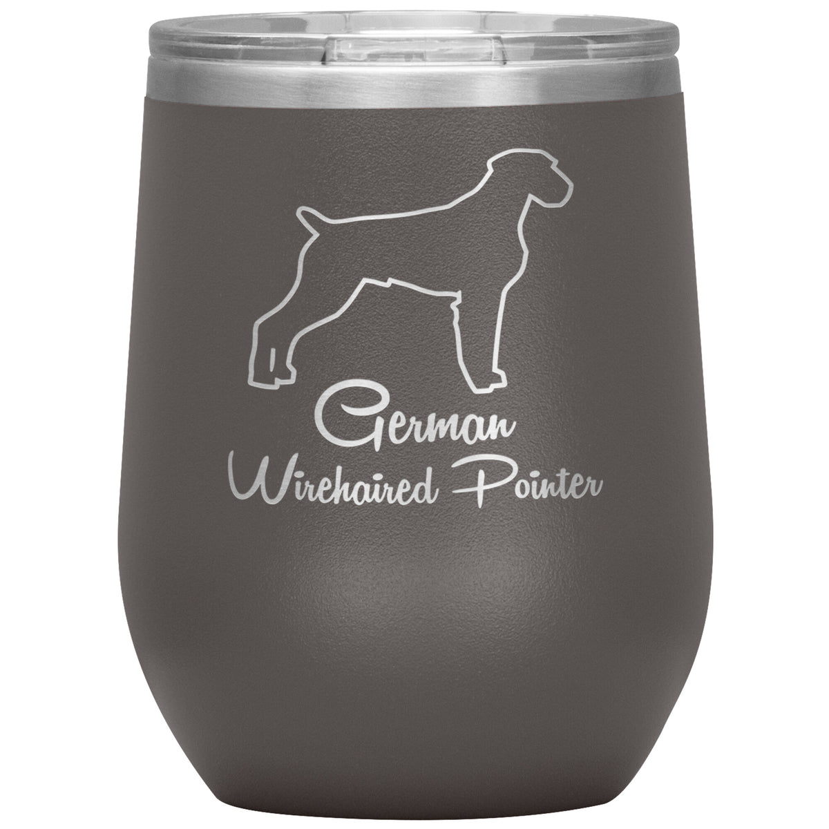 German Wirehaired Pointer Dog Outlined Silhouette 12oz Wine Insulated Tumbler