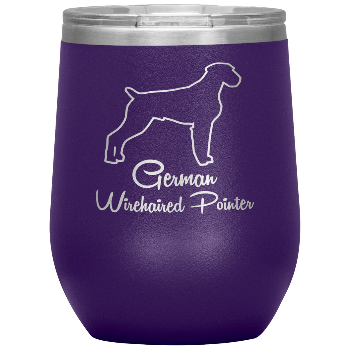 German Wirehaired Pointer Dog Outlined Silhouette 12oz Wine Insulated Tumbler