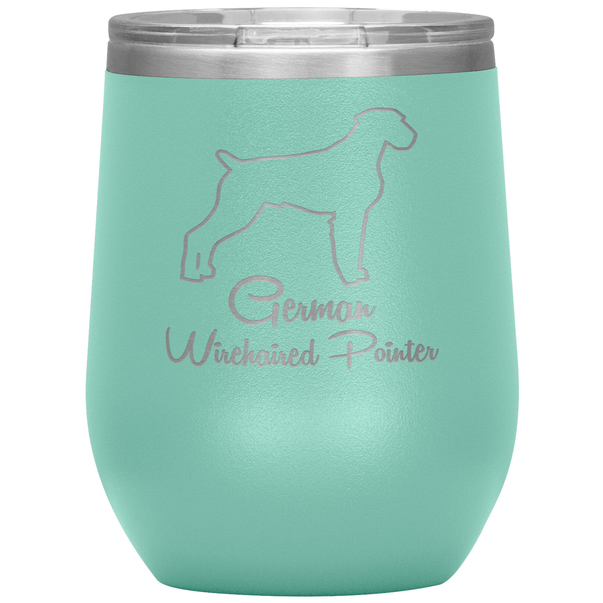 German Wirehaired Pointer Dog Outlined Silhouette 12oz Wine Insulated Tumbler