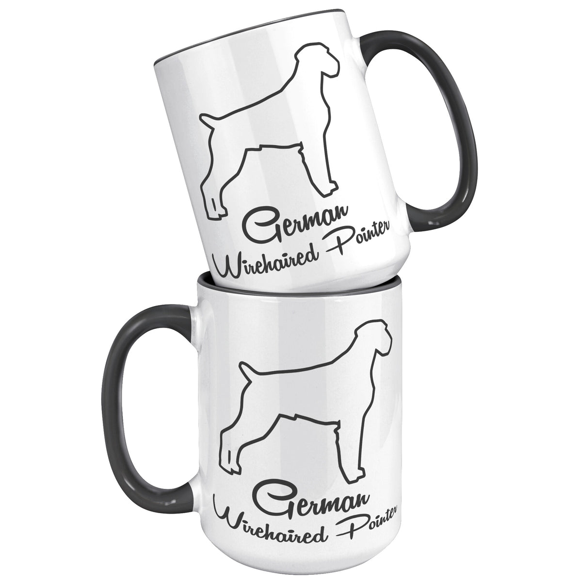 German Wirehaired Pointer Dog Outlined Silhouette 15oz Accent Mug