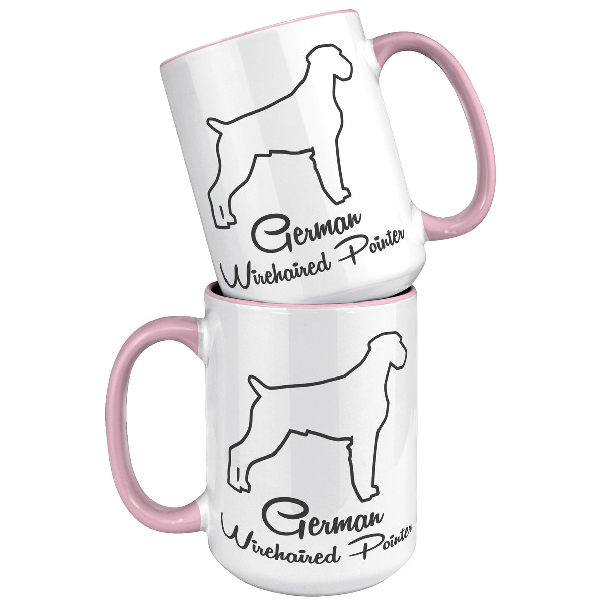 German Wirehaired Pointer Dog Outlined Silhouette 15oz Accent Mug