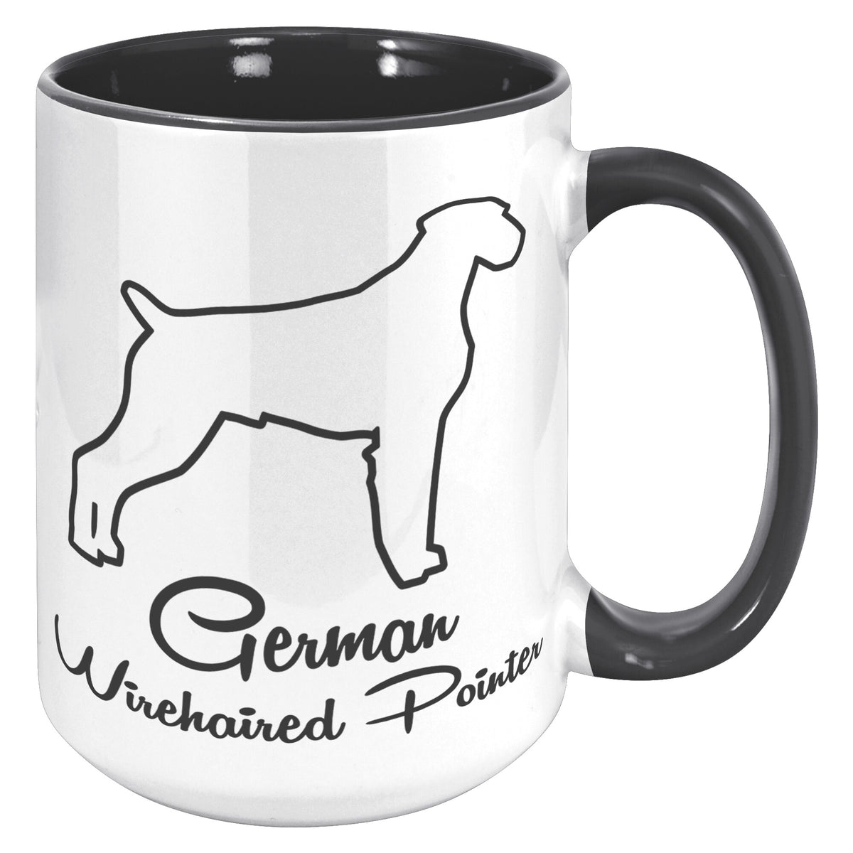 German Wirehaired Pointer Dog Outlined Silhouette 15oz Accent Mug