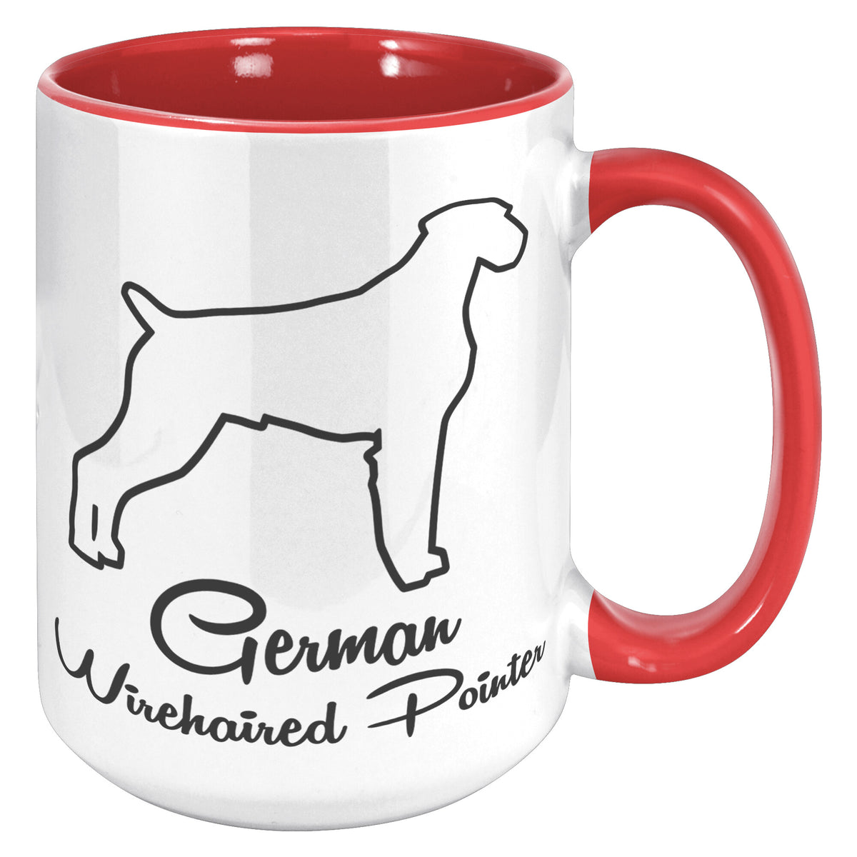 German Wirehaired Pointer Dog Outlined Silhouette 15oz Accent Mug