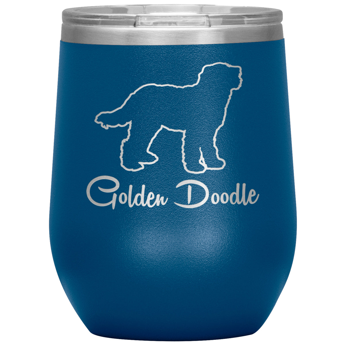 Golden Doodle Dog Outlined Silhouette 12oz Wine Insulated Tumbler