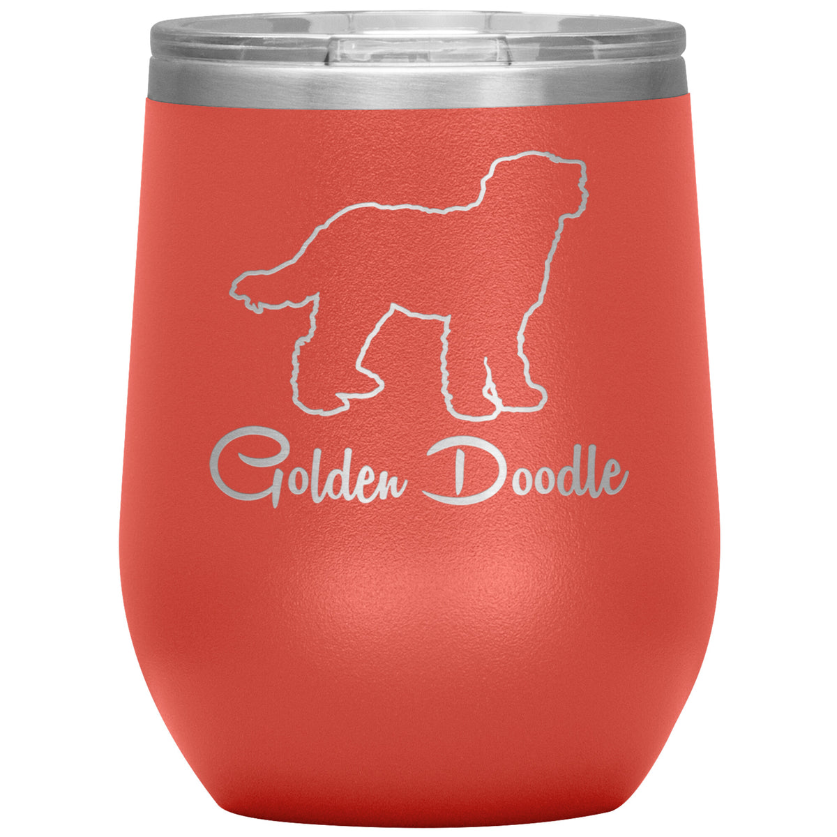 Golden Doodle Dog Outlined Silhouette 12oz Wine Insulated Tumbler
