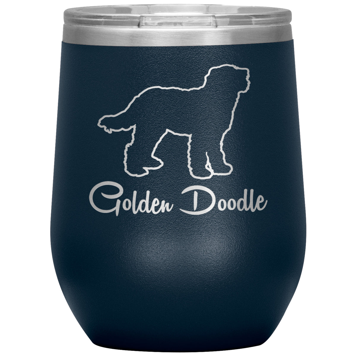 Golden Doodle Dog Outlined Silhouette 12oz Wine Insulated Tumbler