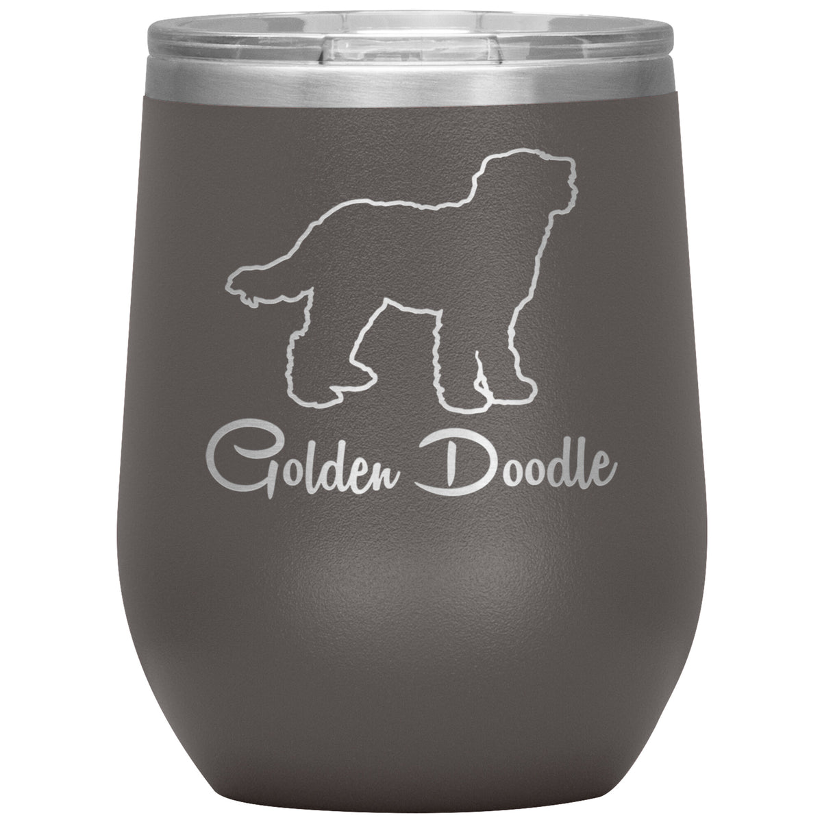 Golden Doodle Dog Outlined Silhouette 12oz Wine Insulated Tumbler