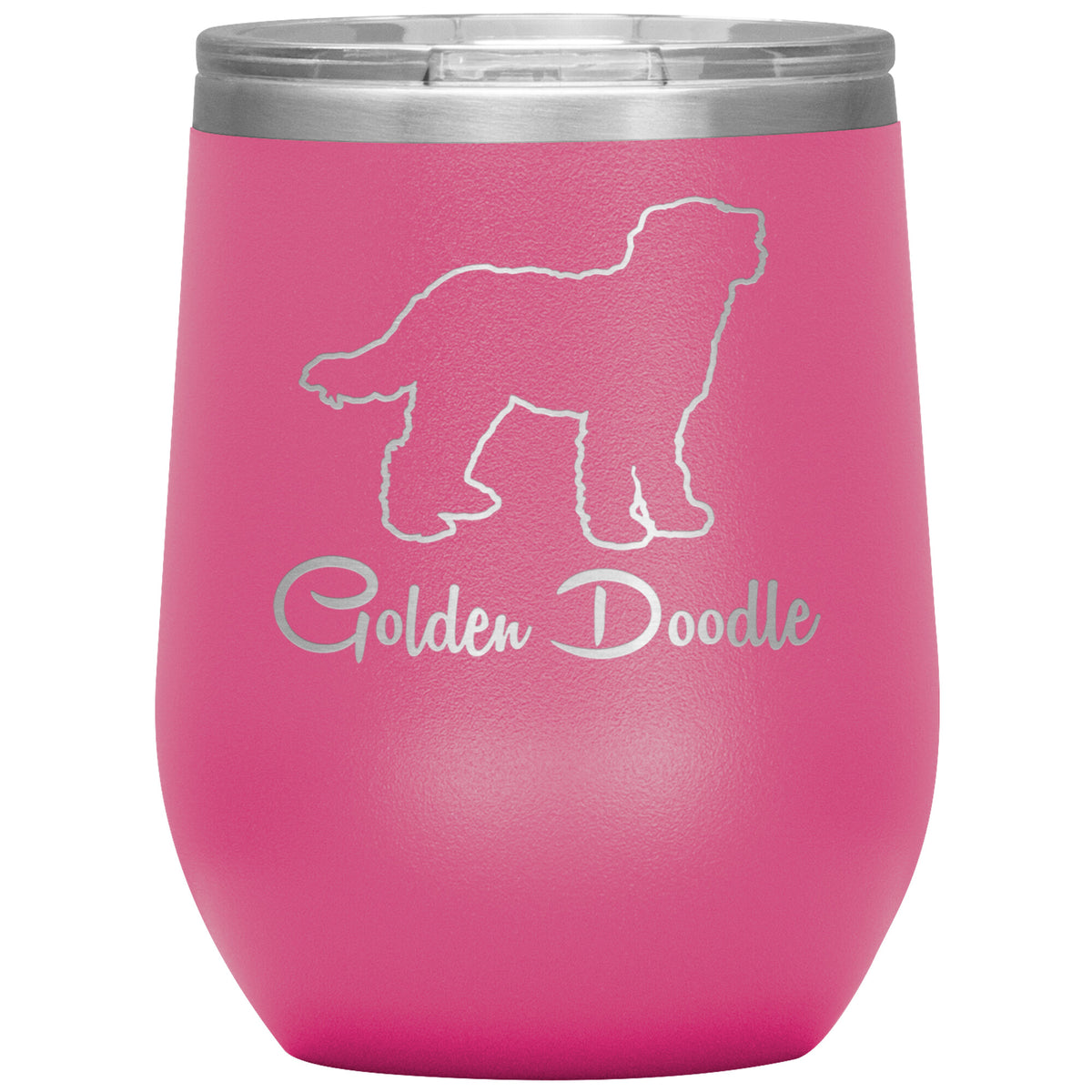 Golden Doodle Dog Outlined Silhouette 12oz Wine Insulated Tumbler
