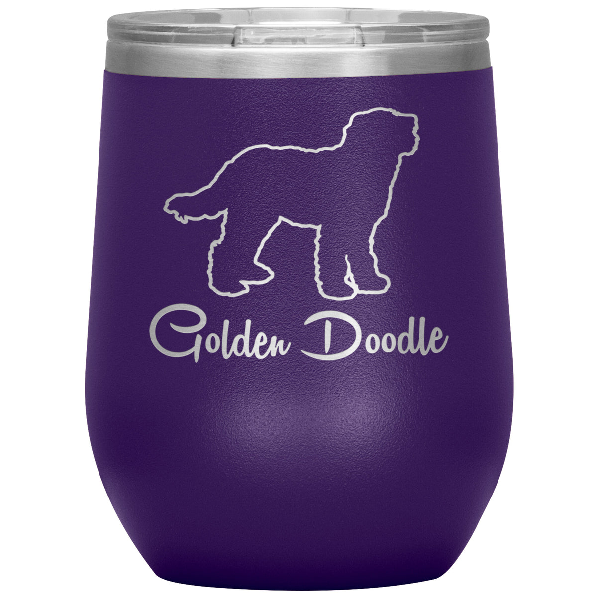 Golden Doodle Dog Outlined Silhouette 12oz Wine Insulated Tumbler