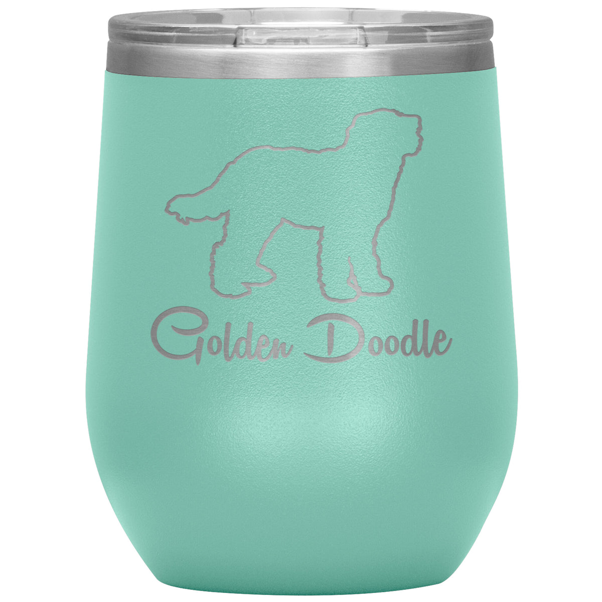 Golden Doodle Dog Outlined Silhouette 12oz Wine Insulated Tumbler