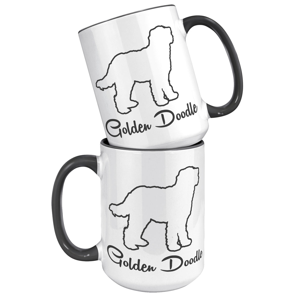 Golden Doodle Dog Outlined Silhouette 15oz Accent Mug