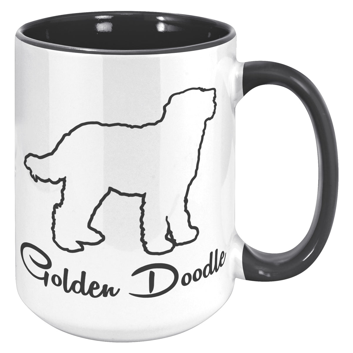 Golden Doodle Dog Outlined Silhouette 15oz Accent Mug