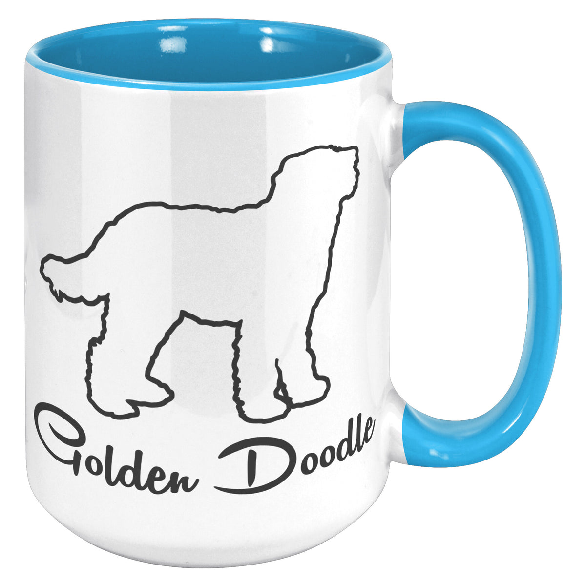 Golden Doodle Dog Outlined Silhouette 15oz Accent Mug