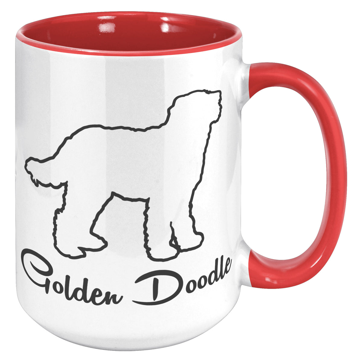 Golden Doodle Dog Outlined Silhouette 15oz Accent Mug