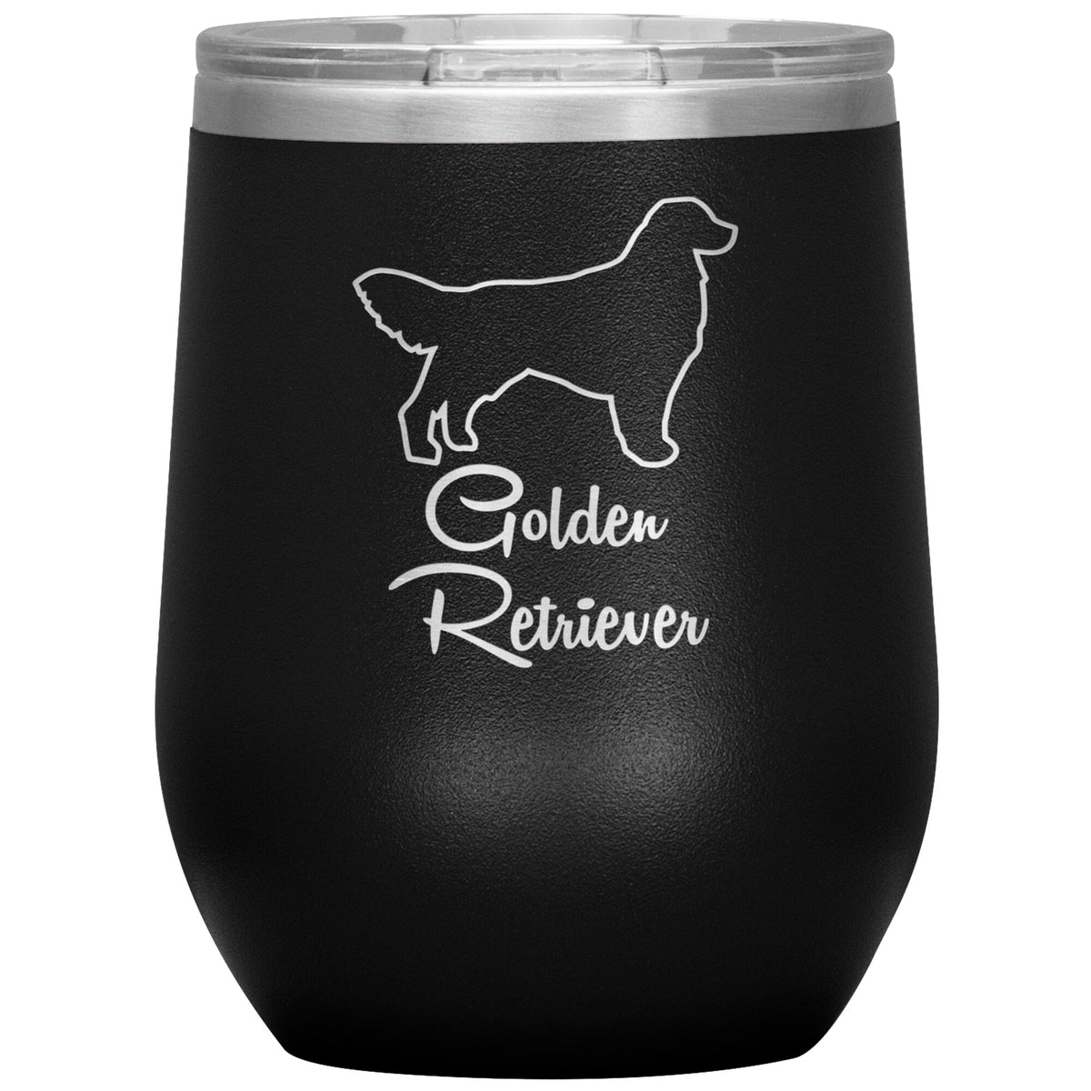 Golden Retriever Dog Outlined Silhouette 12oz Wine Insulated Tumbler