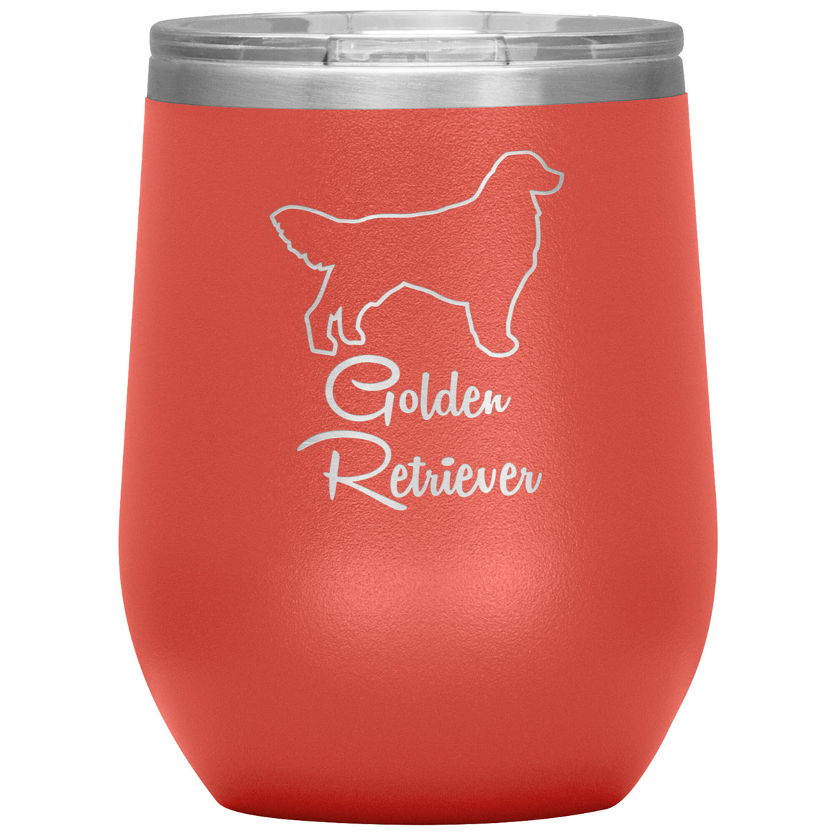 Golden Retriever Dog Outlined Silhouette 12oz Wine Insulated Tumbler