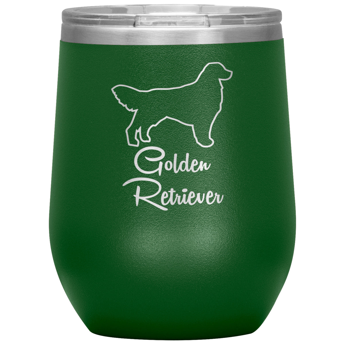 Golden Retriever Dog Outlined Silhouette 12oz Wine Insulated Tumbler
