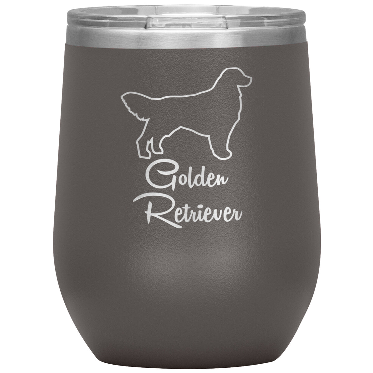 Golden Retriever Dog Outlined Silhouette 12oz Wine Insulated Tumbler
